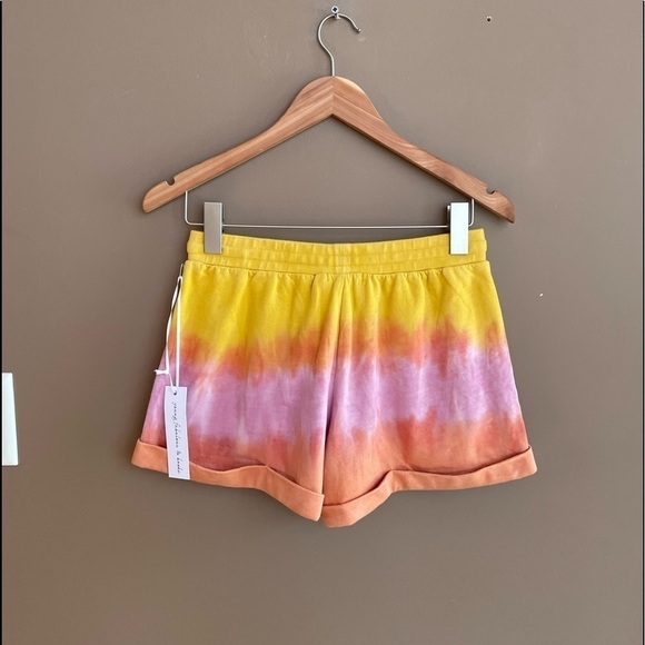 NWT Young Fabulous & Broke Parker Tie Dye Drawstring‎ Cotton Shorts Orange Small - Picture 3 of 7